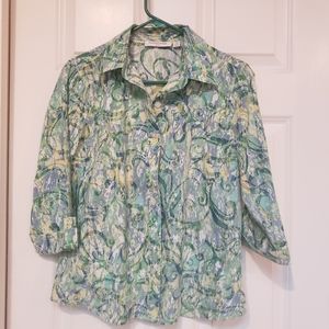 Breckenridge Button-Up Shirt 3/4 Length Sleeve Size PM